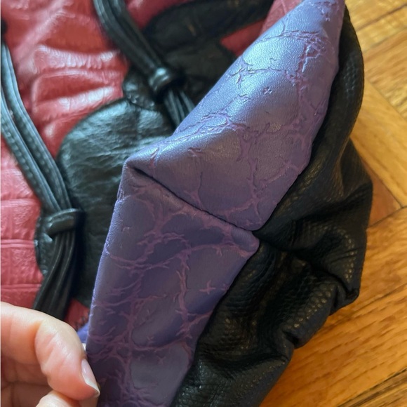 Genuine leather multicolored oversized bag/clutch w/elephant and fringe. - Picture 5 of 11